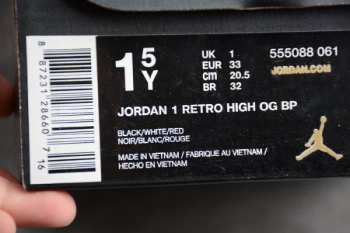 KIDS AIR JORDAN 1 RETRO HIGH OG ‘GYM RED’ 555088-061